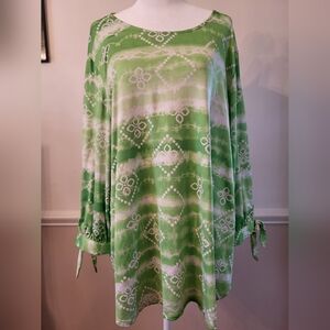 Ruby Rd. Green Oversized Tie Front Tunic